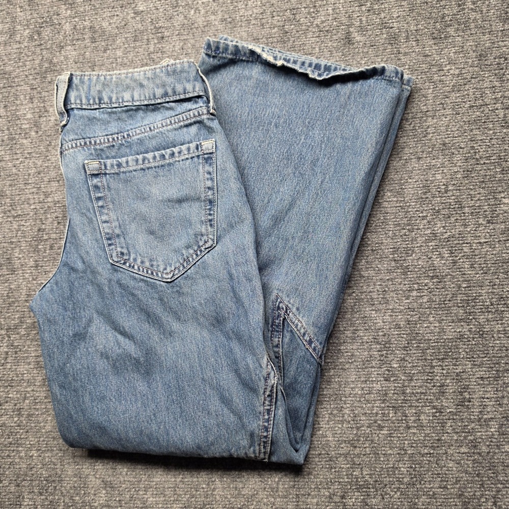 Hollister Star Seam Low Rise Baggy Jeans Size 00s W24 Short Wide Leg Y2K Denim - Picture 7 of 10